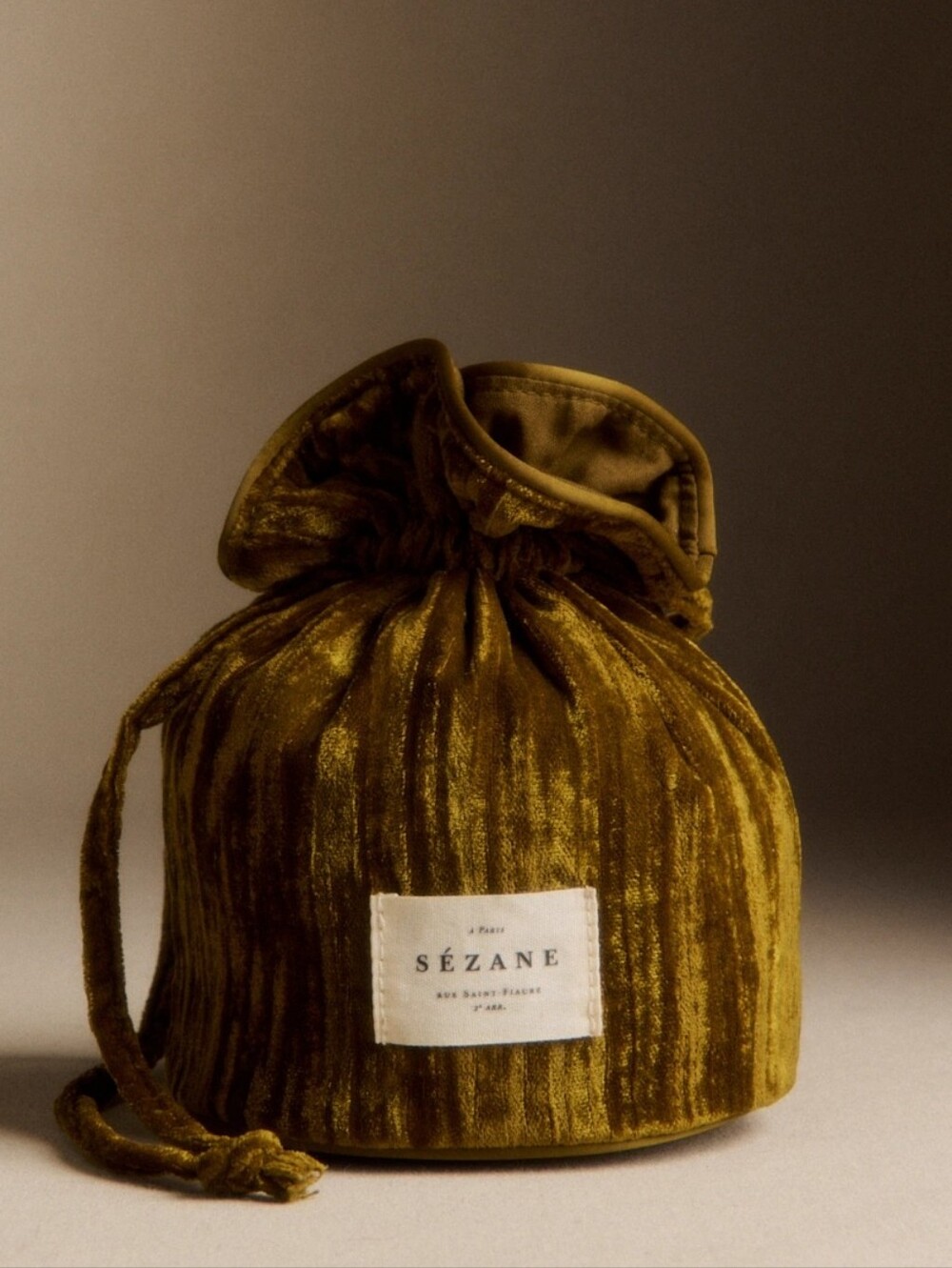 NWOT Olive Embossed Velvet Pouch